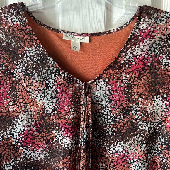 NWT Emaline 2X Limon Top Blouse Orange Brown  V-Neck Lined Tie Option at Necklin - Picture 3 of 6